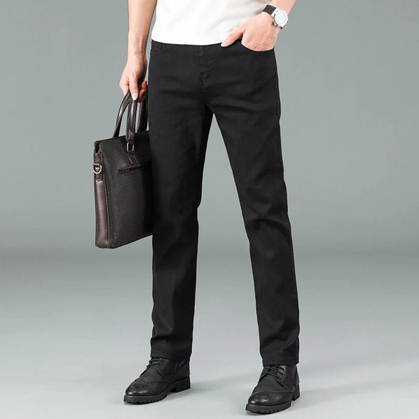 CoreFlex™ Pure Black Straight Fit Jeans - AMAZEA