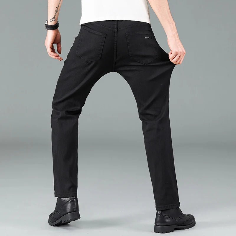 CoreFlex™ Pure Black Straight Fit Jeans - AMAZEA