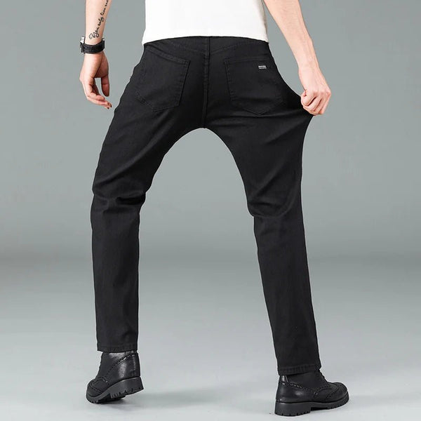 CoreFlex™ Pure Black Straight Fit Jeans - AMAZEA
