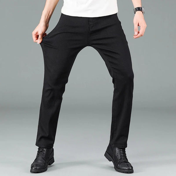 CoreFlex™ Pure Black Straight Fit Jeans - AMAZEA